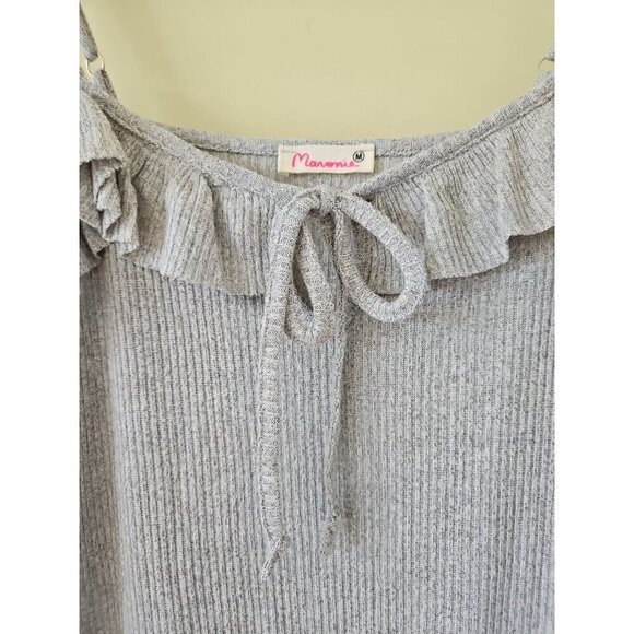 Anthropologie Maronie  Sundress Womens M Gray Ruffled Top Spaghetti Straps Short - Picture 2 of 12